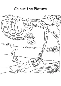 Mowgli with Kaa Coloring Pages