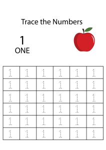 Number Tracing 1 - Count and Trace the Numbers Worksheets for