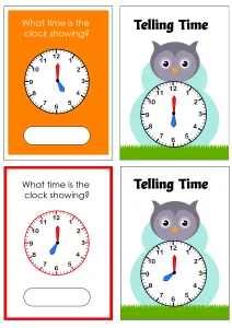 Telling Time to the Hour - Owl Cards Theme Time