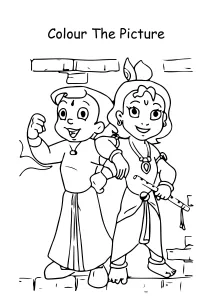 Chhota Bheem with Krishna Coloring Pages