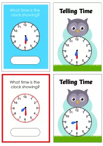 Telling Time to the Half Hour - Owl Cards Theme Time