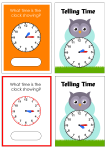 Telling Time to the Quarter Hour (Quarter Past) - Owl Cards Theme Time