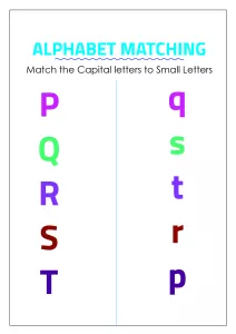 Alphabet Matching - Match Capital and Small Letters - P to T
