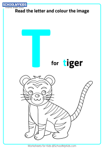 Read Letter T and Color the Tiger