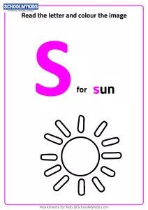 Read Letter S and Color the Sun