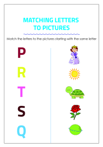 Matching Letters to Pictures P to T - Alphabet Matching