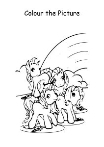 Colour the Picture - Horses and Rainbows - Coloring Pages