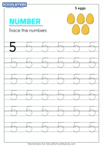 Tracing number 5 - Numbers 1-10 tracing