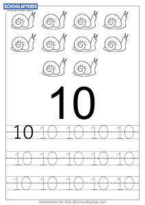 Count and Trace 10 - Number Tracing worksheet for Preschool ...