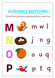Circle Matching Uppercase and Lowercase Letters - M to P