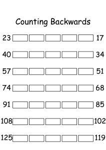 Counting Backwards by 1s - Write Missing Numbers