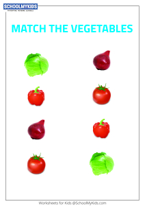 Match the Vegetables - Vegetable Picture Matching Worksheets for