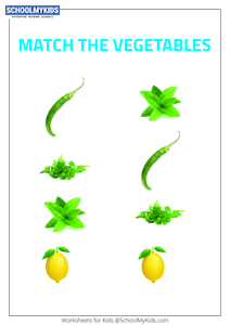 Match the Vegetables 1 - Vegetable Picture Matching