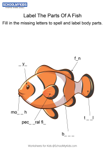 Labeling the parts of a Fish - Fish body parts fill in the blanks