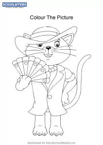 Miss Pink Cat with Japanese Fan - Noddy Toyland detective coloring pages