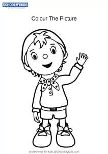 Noddy Waving - Noddy colouring pages