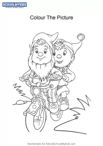 Noddy and Big Ears Cycling - Noddy Toyland detective coloring pages