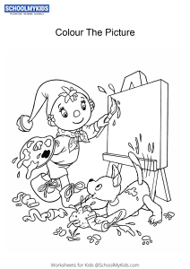 Noddy and Bumpy Painting - Noddy Toyland detective coloring pages
