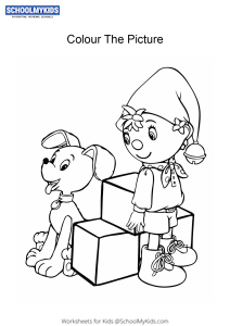 Noddy and Bumpy Dog - Noddy colouring pages Worksheets for  Preschool,Kindergarten,First Grade - Art And Craft Worksheets |  
