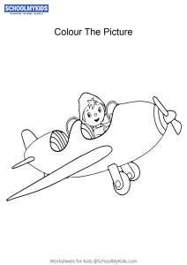 Noddy in Airplane - Noddy colouring pages