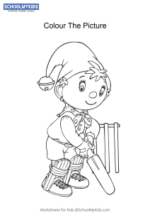 Noddy plays cricket - Noddy colouring pages Worksheets for  Preschool,Kindergarten,First Grade - Art And Craft Worksheets |  
