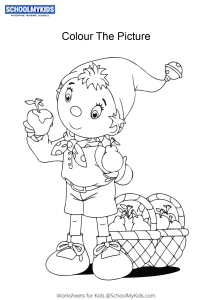 Noddy with Fruits - Noddy colouring pages
