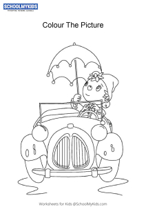 Noddy with Umbrella - Noddy Toyland detective coloring pages