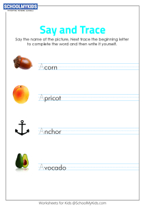 Say and Trace: Letter A Beginning Sound Words