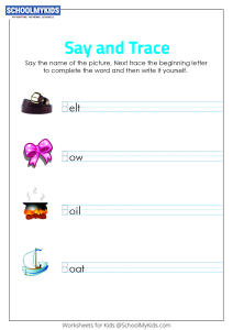 Say and Trace: Letter B Beginning Sound Words