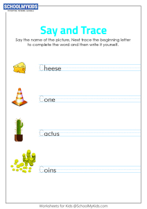 Say and Trace: Letter C Beginning Sound Words