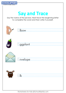 Say and Trace: Letter E Beginning Sound Words