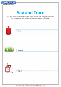 Say and Trace: Letter G Beginning Sound Words