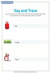 Say and Trace: Letter G Beginning Sound Words