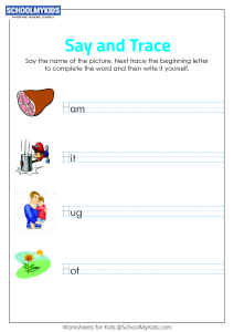 Say and Trace: Letter H Beginning Sound Words