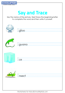 Say and Trace: Letter I Beginning Sound Words