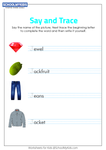 Say and Trace: Letter J Beginning Sound Words