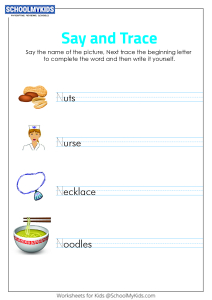 Say and Trace: Letter N Beginning Sound Words