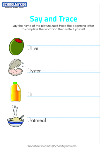 Say and Trace: Letter O Beginning Sound Words