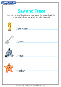 Say and Trace: Letter S Beginning Sound Words