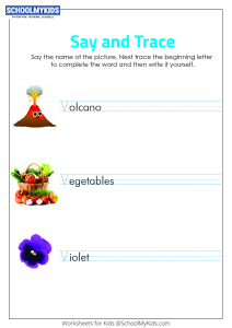 Say and Trace: Letter V Beginning Sound Words
