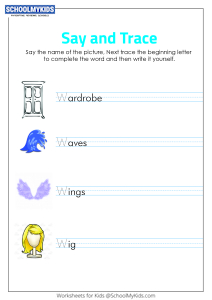 Say and Trace: Letter W Beginning Sound Words
