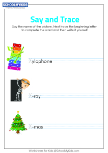 Say and Trace: Letter X Beginning Sound Words