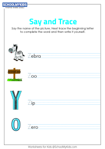 Say and Trace: Letter Z Beginning Sound Words