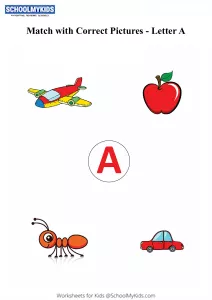Letter A sound word pictures - Matching Letters to Pictures