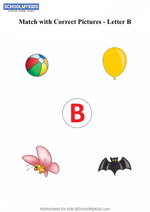 Letter B sound word pictures - Matching Letters to Pictures