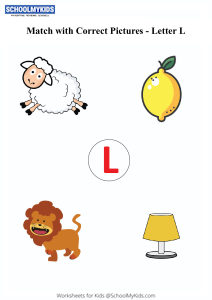 Letter L sound word pictures - Matching Letters to Pictures Worksheets