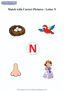 letter n sound word pictures matching letters to pictures worksheets