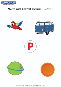 letter p sound word pictures matching letters to pictures worksheets for preschool kindergarten first grade english worksheets schoolmykids com