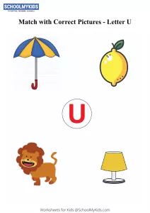 Letter U sound word pictures - Matching Letters to Pictures