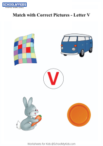 Letter V sound word pictures - Matching Letters to Pictures Worksheets